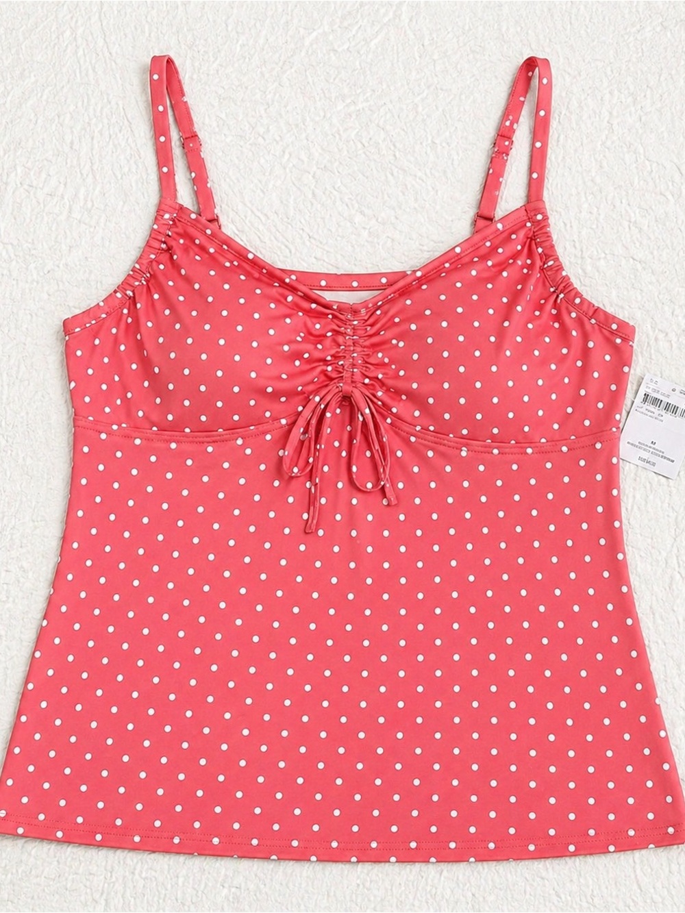 Lands’ End Coral Polka Dot Tankini Top & Swim Skirt Bottom Set Size 14 NWT - Picture 3 of 14